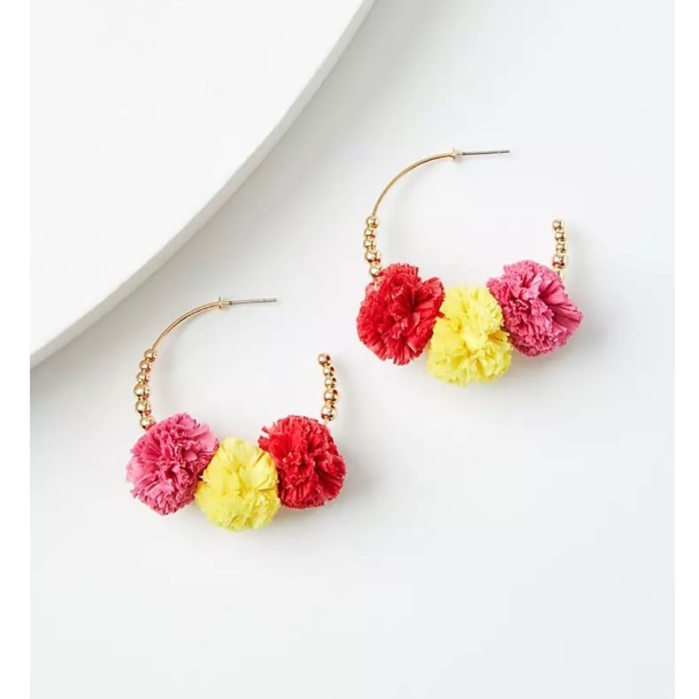Loft pom pom hoop earring
